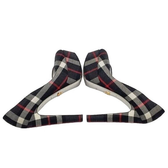 Prada Anthrocite Tartan Platform Heels, Prada Plaid Heels - Picture 5 of 8